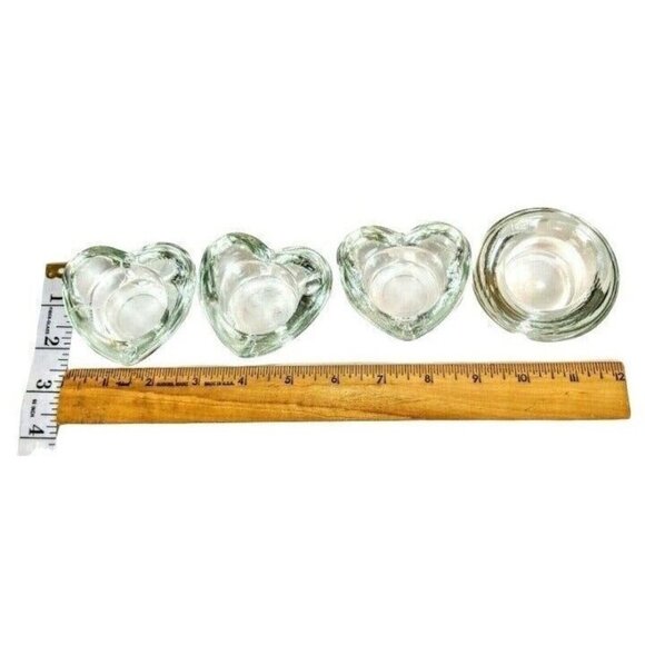 Crystal Clear Small Clear Glass Votive Candle Holders set of 4 1h - Picture 2 of 4